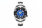 ADDIESDIVE AD2102 NH35 automatic dive watch with blue wave dial and black rubber strap, front view