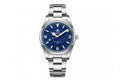 ADDIESDIVE AD2112 automatic Explorer-style with blue dial, 3-6-9 Arabic numerals and steel oyster bracelet, front view
