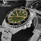 ADDIESDIVE AD2504 automatic dive watch with green dial and black bezel side view