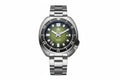 ADDIESDIVE AD2511 turtle-style diver quartz with green fluted dial, green bezel and steel oyster bracelet, front view