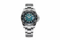 ADDIESDIVE AD2513 Diver's 200M quartz with teal dial, Arabic numerals, black bezel and steel oyster bracelet, front view