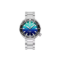 ADDIESDIVE AD2526 1000M automatic dive watch with blue-to-teal gradient dial, black bezel and steel bracelet, front view