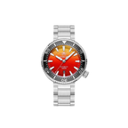 ADDIESDIVE AD2526 1000M automatic dive watch with red-yellow sunset gradient dial, black bezel and steel bracelet, front view