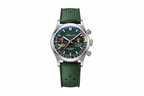 ADDIESDIVE AD2529 quartz chronograph with green dial, rainbow tachymeter and green rubber tropic strap, front view