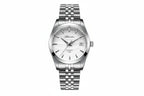 ADDIESDIVE 39MM automatic watch with white wave-textured dial, silver case and jubilee steel bracelet, front view