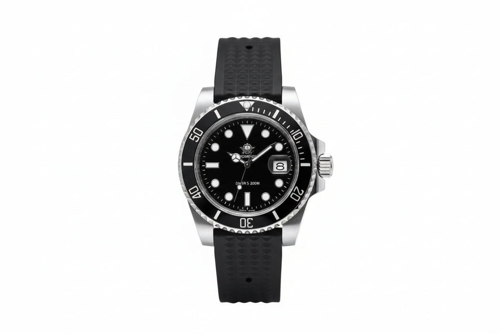 ADDIESDIVE MY-H3-2QZ with black leather dial, detail view