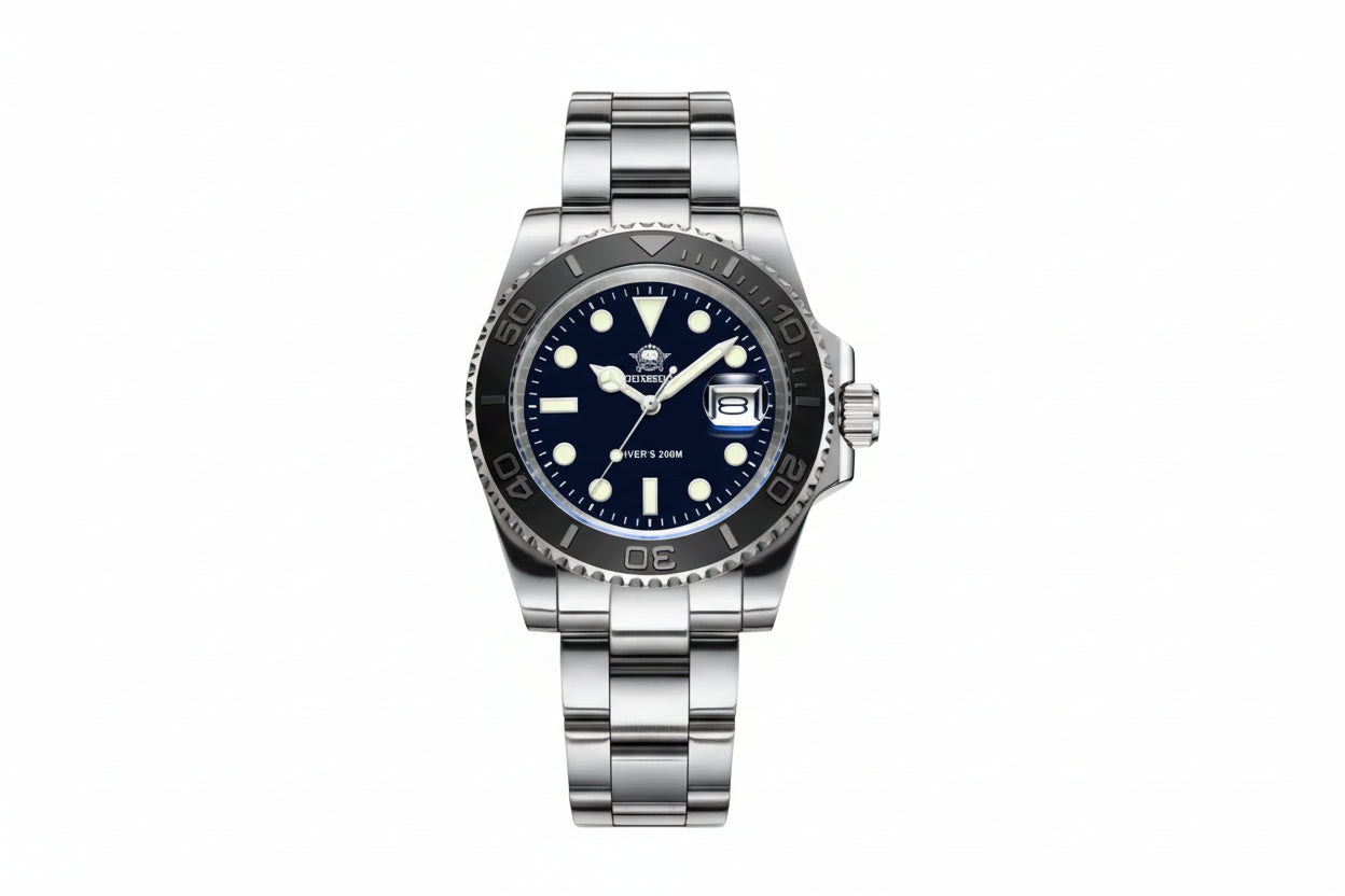 ADDIESDIVE MY-H3-C Men's Diver Watch with black dial, angled view