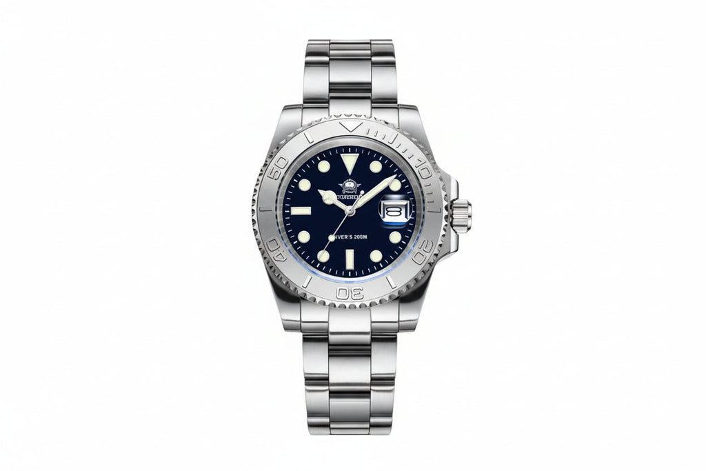 ADDIESDIVE MY-H3-C Men's Diver Watch with silver dial, detail view