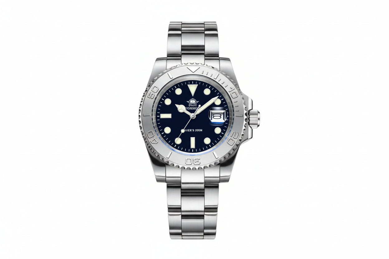 ADDIESDIVE MY-H3-C Men's Diver Watch with silver dial, detail view