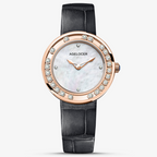 Agelocer Baikal Happy Diamond women's quartz watch, white mother-of-pearl dial, floating diamonds, rose gold case