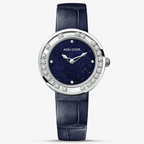 Agelocer Baikal Happy Diamond women's quartz watch, blue aventurine dial, floating diamonds, steel case, blue strap