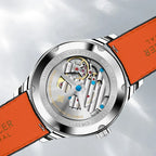 Caseback of Agelocer Budapest automatic watch showing 29 jewels and a stainless steel case