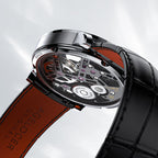 Caseback of Agelocer flying tourbillon watch showing 25 jewels and 80-hour power reserve, tourbillon movement