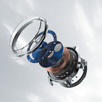 Exploded view of Agelocer Astronomer galaxy moonphase watch bezel, starry dial and movement