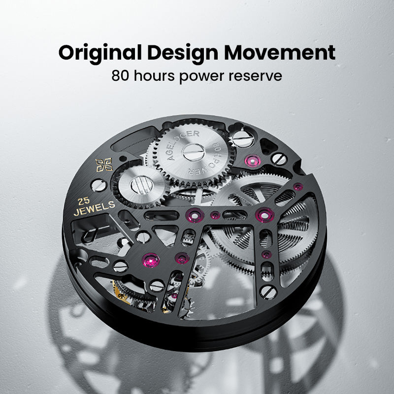 Agelocer Ice tourbillon original movement with 80-hour power reserve and 25 jewels, close-up detail