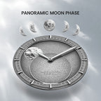 Panoramic 29.51-day moon phase display on the Agelocer Astronomer grey dial, close-up detail