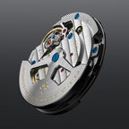 Agelocer Petite Seconde in-house automatic movement, Cal A3350 with 27 jewels and engraved rotor, close-up