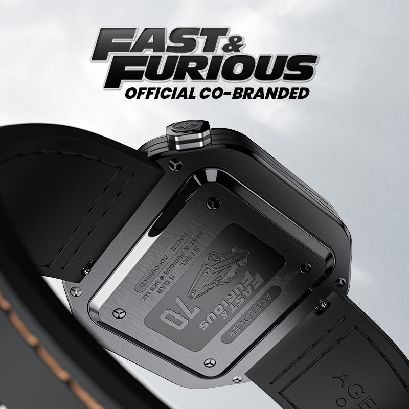 Agelocer Racing Fast & Furious watch caseback, official co-branded engraving