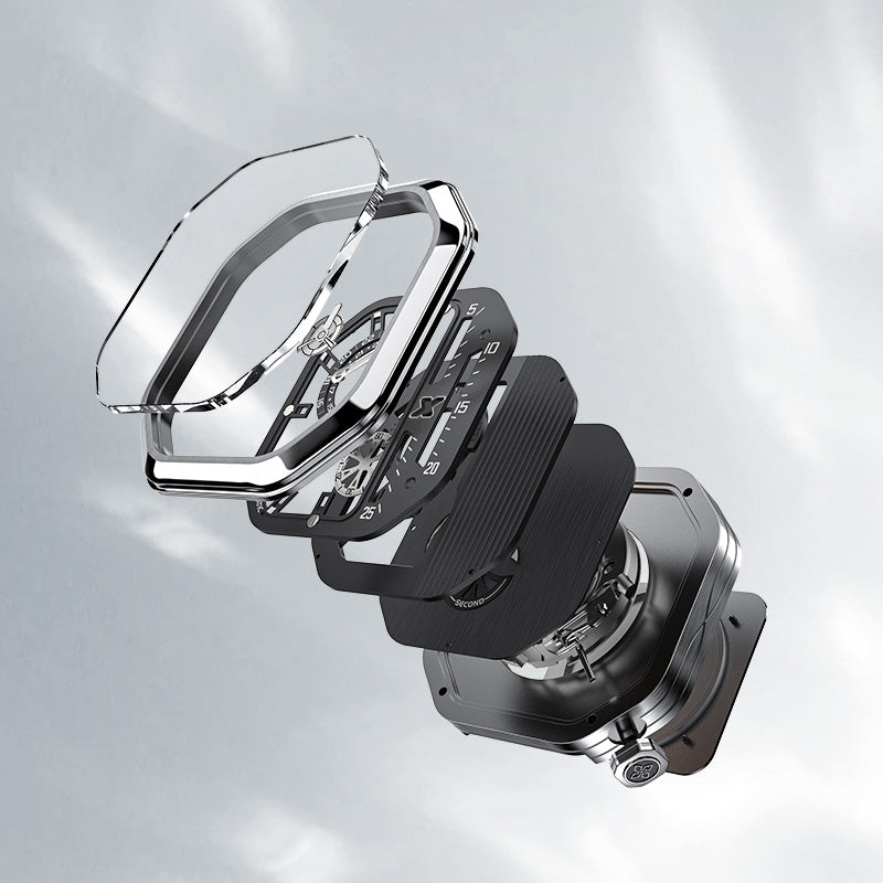 Agelocer Racing Fast & Furious watch exploded view of case and movement