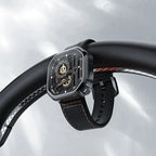 Agelocer Racing Fast & Furious watch resting on a car steering wheel