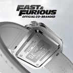 Caseback of Agelocer Racing Fast & Furious women's watch with official co-branded car engraving, white strap