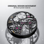 Agelocer Rainbow flying tourbillon original movement with skeleton bridges and 25 jewels, close-up detail