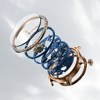 Agelocer diamond tourbillon exploded view showing rose gold case, diamond bezel and skeleton movement