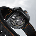 Agelocer Volcano carbon fibre caseback, automatic movement, 27 jewels, 5 bar water resistance, black case