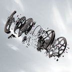 Agelocer Volcano exploded view showing carbon fibre case, skeleton dial and automatic movement components