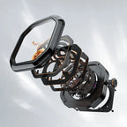 Exploded view of Agelocer Volcano Flame watch showing case, orange skeleton dial and automatic movement