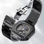 Agelocer Volcano Flame watch steel bracelet with folding clasp, close-up detail