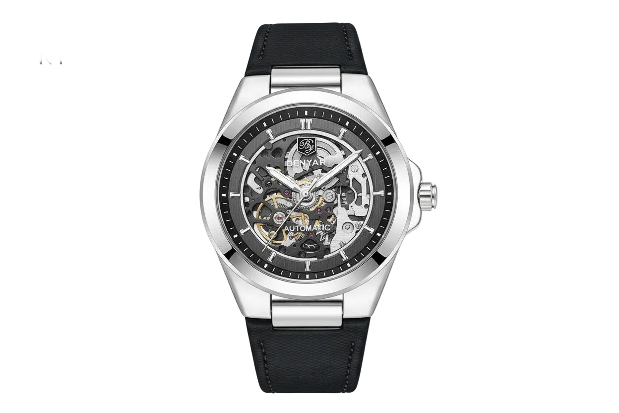 BENYAR BY-5207 42MM Hollow Automatic Skeleton Watch with black dial