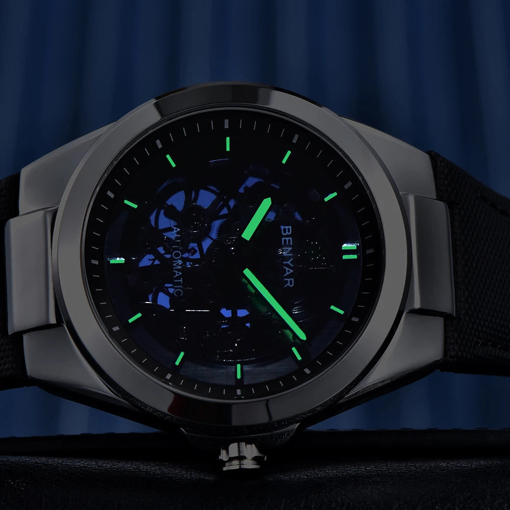 BENYAR BY-5207 42MM Hollow Automatic Skeleton Watch, side view