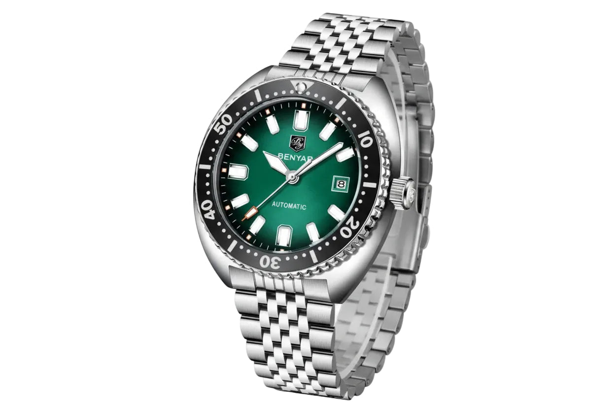 BENYAR BY-5211 42MM Men's Automatic Watch with green dial, side view
