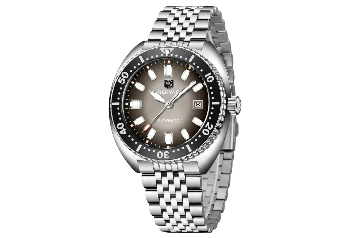 BENYAR BY-5211 42MM Men's Automatic Watch with grey dial, clasp detail