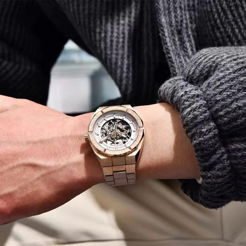 BENYAR BY-5212 Men's 3D Hollow Design Automatic Watch, side view