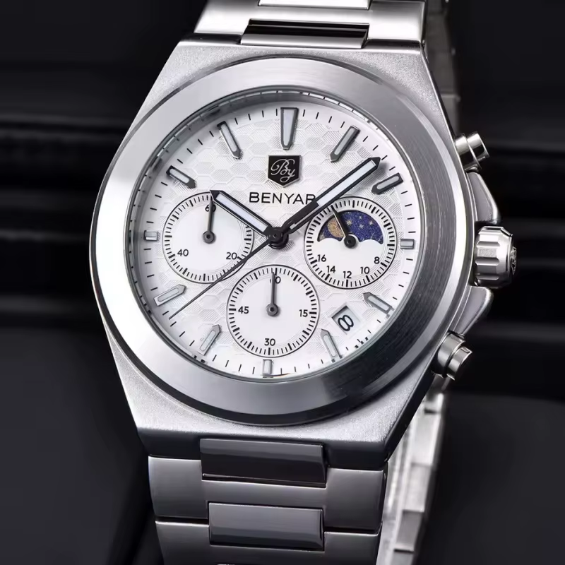 BENYAR BY-5220 Multi Functional Men's Quartz Chronograph Watch, clasp detail