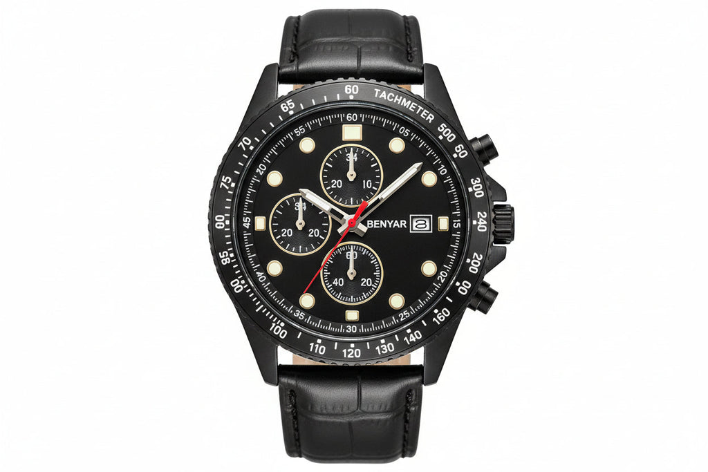 BENYAR BY-5102 Men's Quartz Chronograph Sports Watch with black 2 dial