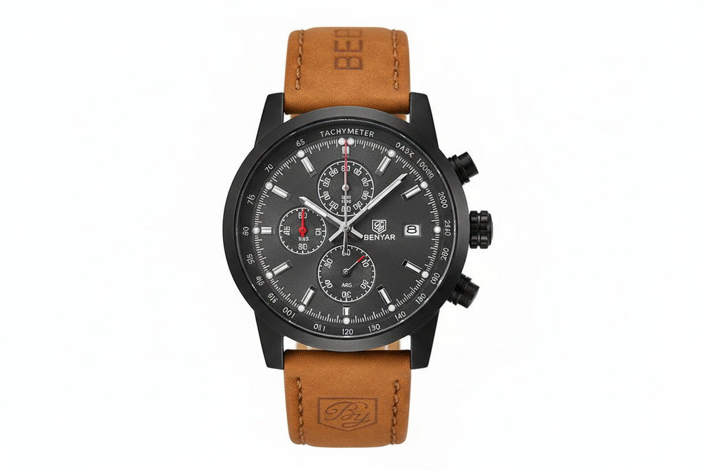 BENYAR BY-5102 Men's Quartz Chronograph Sports Watch with brown black dial