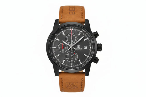 BENYAR BY-5102 Men's Quartz Chronograph Sports Watch with brown black dial