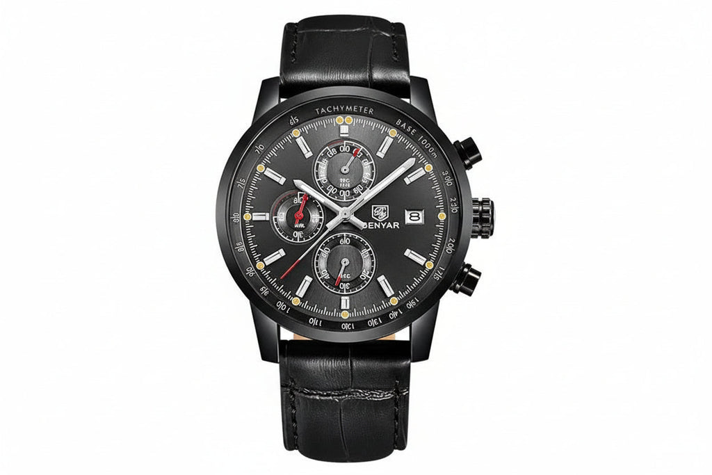 BENYAR BY-5102 Men's Quartz Chronograph Sports Watch with black dial