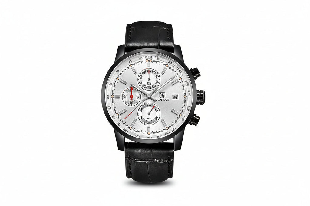 BENYAR BY-5102 Men's Quartz Chronograph Sports Watch with black white dial