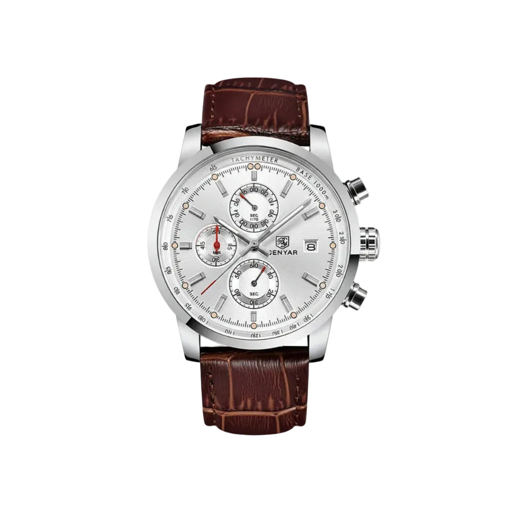 BENYAR BY-5102 Men's Quartz Chronograph Sports Watch with brown white dial