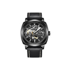BENYAR BY-5121 Automatic Skeleton Watch Square Dial - Leather with black black dial