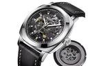 BENYAR BY-5121 Automatic Skeleton Watch Square Dial - Leather, angled view