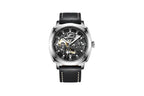 BENYAR BY-5121 Automatic Skeleton Watch Square Dial - Leather with silver gray dial