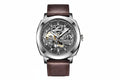 BENYAR BY-5121 Automatic Skeleton Watch Square Dial - Leather with black grey dial