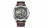 BENYAR BY-5121 Automatic Skeleton Watch Square Dial - Leather with black grey dial