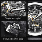BENYAR BY-5121 Automatic Skeleton Watch Square Dial - Leather, detail view