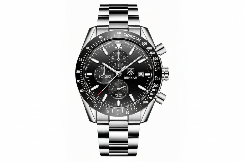 BENYAR BY-5140 Black Dial Casual Quartz Watch Front View